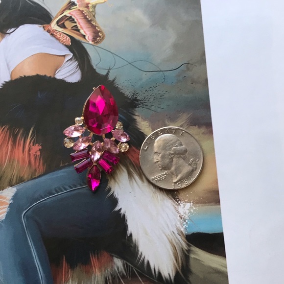 | Chloe Earrings | pink crystal statement - Picture 6 of 6